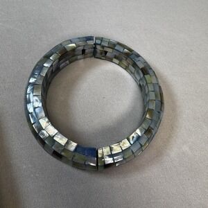 Segmented Abalone & Plastic Bangle Bracelet